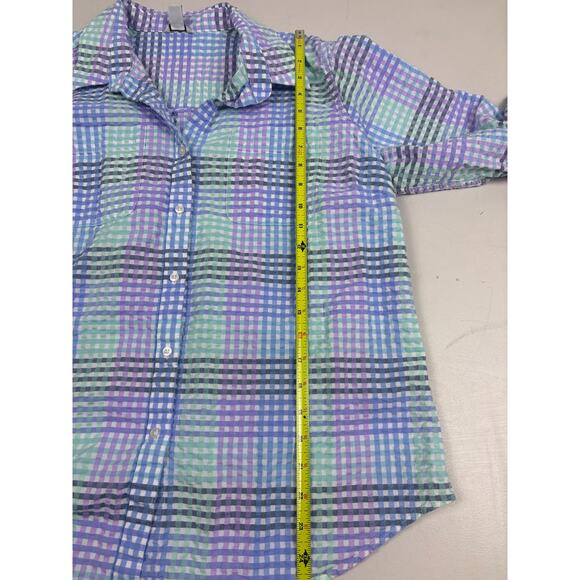 Vintage-Inspired L.L. Bean Pastel Plaid Cotton Shirt L Grandmacore - Picture 7 of 9